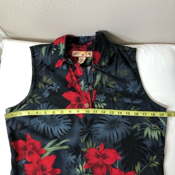 Caribbean Joe Rayon Collar Sleeveless 1/4 Buttoned Hawaiian Floral Maxi Dress M - Picture 10 of 16
